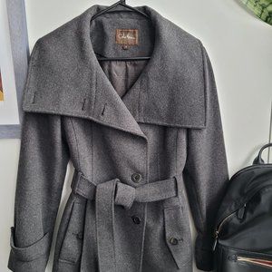 Cole Haan Belted Wool Cashmere Coat, Gray size 6